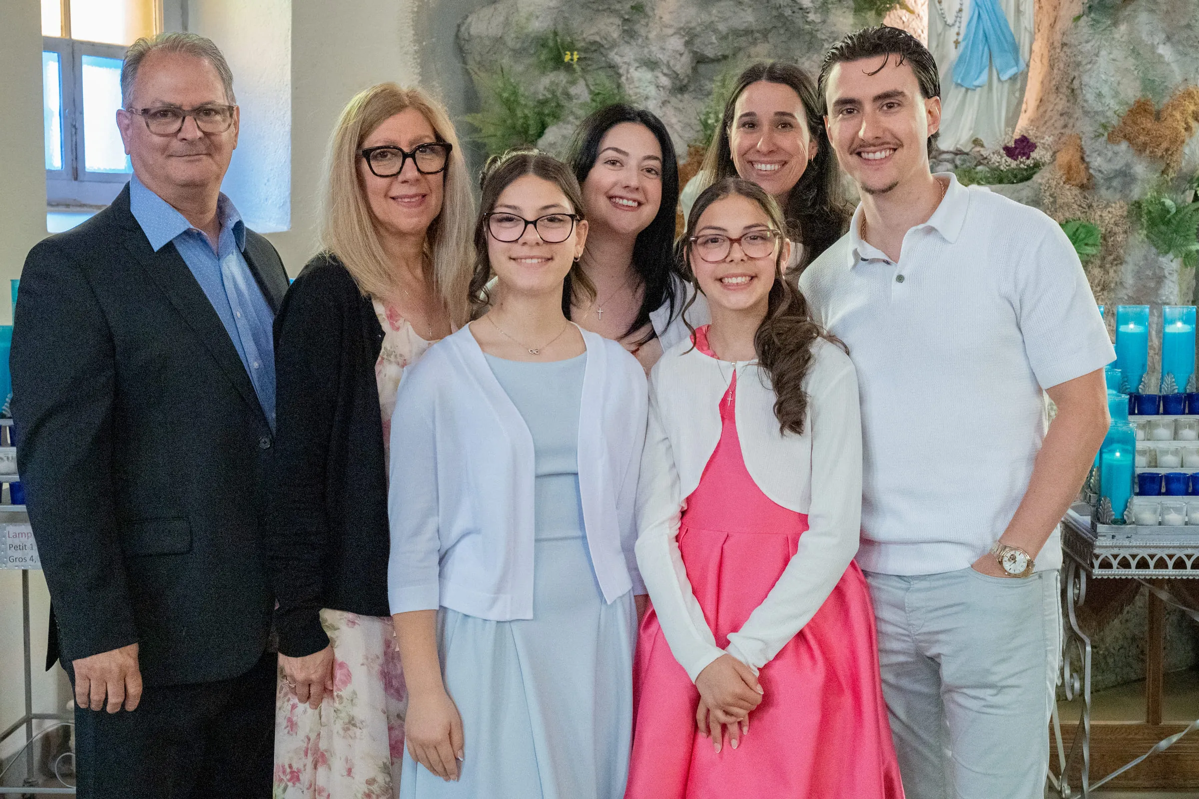 The whole family gathered in front of the shrine after the ceremony